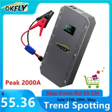 GKFLY-dispositif Portable de démarrage de voiture, 24000mAh, chargeur de batterie de véhicule, batterie externe a, haute puissance, 12V, LED a