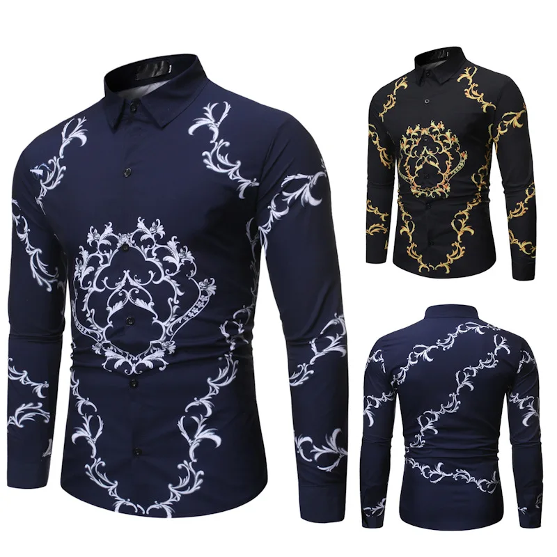 Top men shirt men men s shirts fashion casual shirts printed shirts men s lapel shirts 4