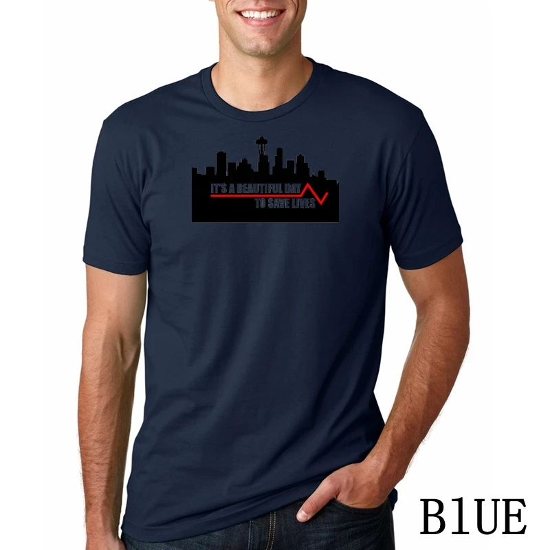 Summer Tops Cartoon Greys Anatomy T shirt men It's a beautiful day to save lives letter Shirt Short Sleeve t-shirts for |