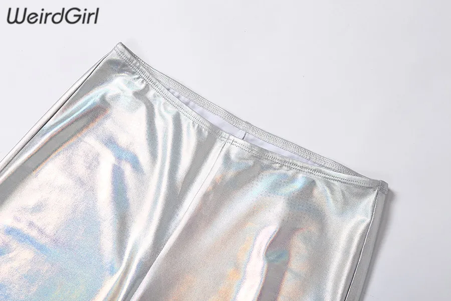 Weirdgirl женские расклешенные штаны, плиссированные блестящие разноцветные тканевые повседневные модные штаны в стиле хип-хоп, уличная одежда, новинка