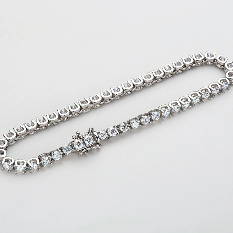 OEVAS 100% 925 Sterling Silver 3MM Real Moissanite Champagne Aquamarine Bracelet For Women Sparkling Wedding Party Fine Jewelry