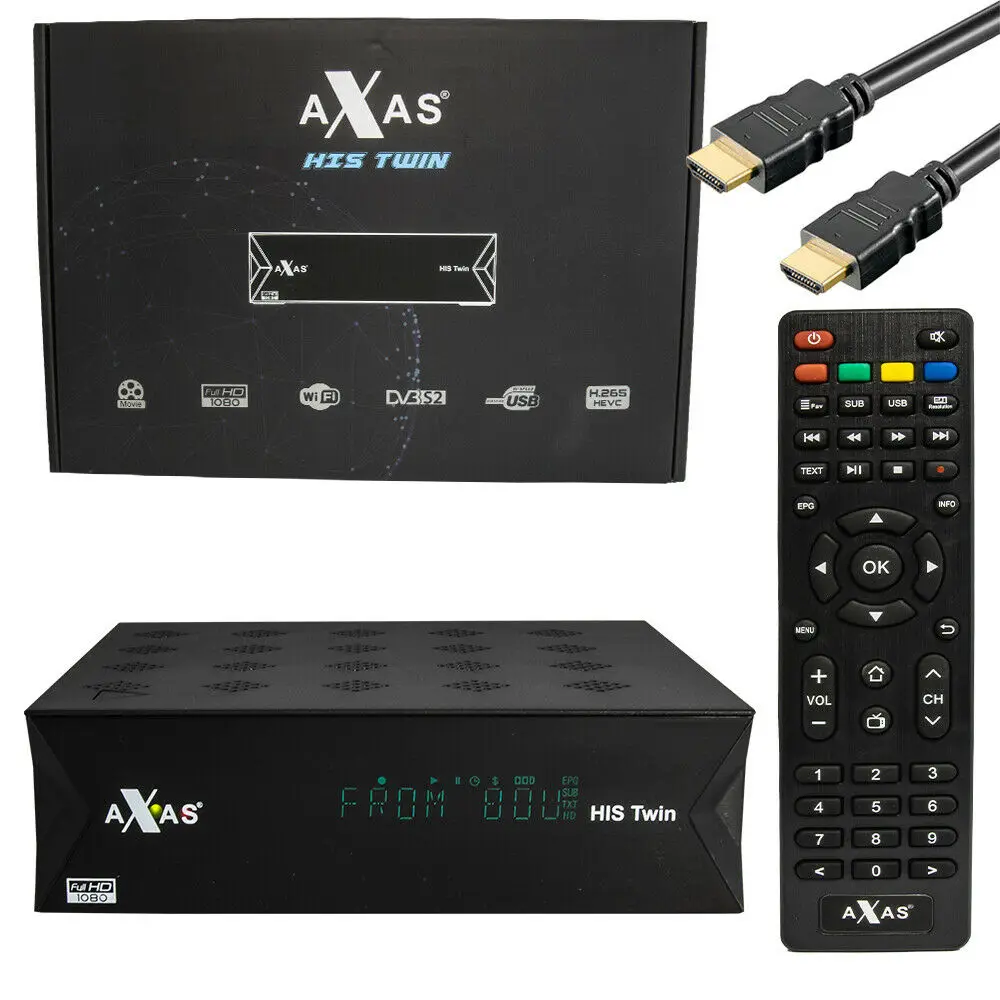 Спутниковый ресивер Axas His Twin DVB S2/S HD Enigma 2 со встроенным WiFi + Linux E2 Open ATV H.265 iptv Box