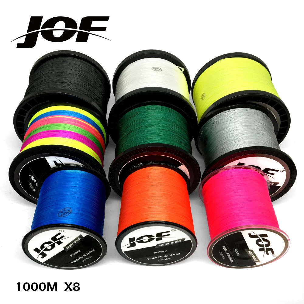 JOF Fishing Line 1000M 12LB-78LB 8 Strands Powerful Saltwater Braided Fishing Line PE 100%