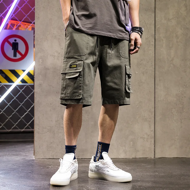 

Yi dao Vintage Summer Solid Color Simple Workwear Fifth Pants Men Casual Loose-Fit National Trends Handsome Shorts Students