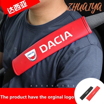 

2 Pcs/Set NEW Car Styling PU material Safety Belt Cover Seat Shoulder Pad Accessories For Dacia LOGO Duster Logan Sandero Lodgy