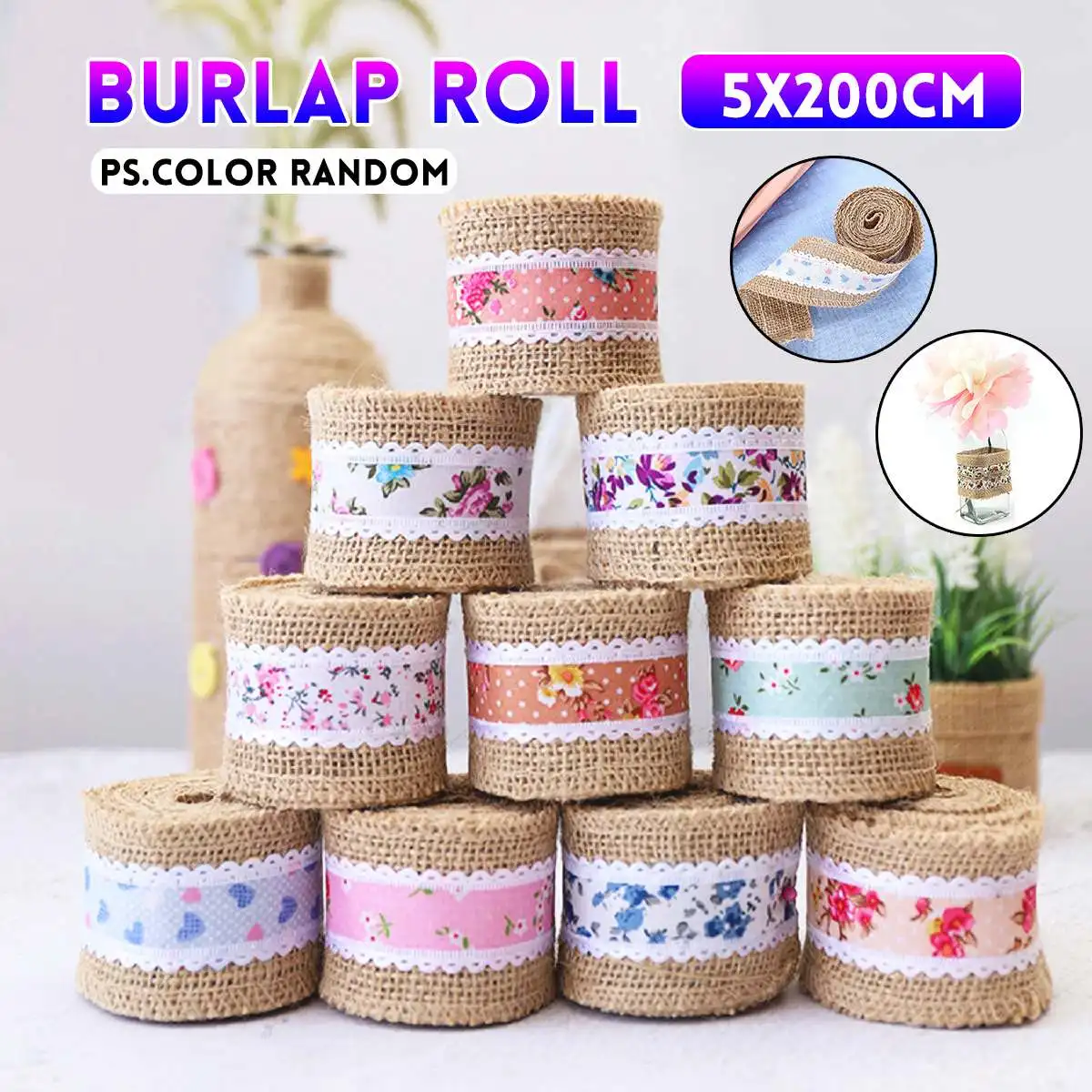 Fashion Natural Jute Floral Burlap Roll Ribbon Rustic Vintage Wedding Decor Party Supplies Chair Decoration Accessories DIY New Fashion Natural Jute Floral Burlap Roll Ribbon Rustic Vintage Wedding Decor Party Supplies Chair Decoration Accessories DIY New
