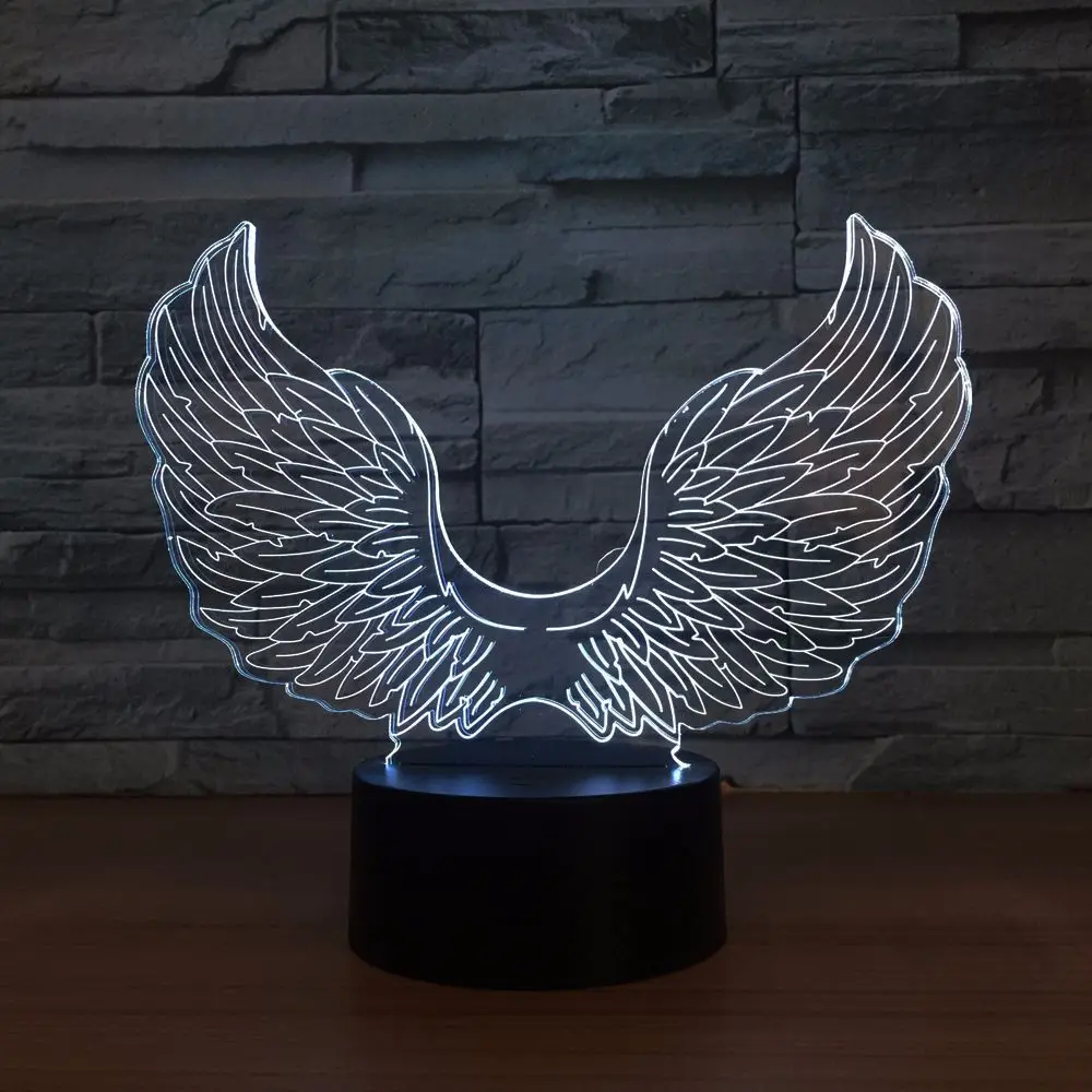 

Angel Wings 7 Color Lamp 3d Visual Led Night Lights For Kids Touch Usb Table Lampe Baby Sleeping Nightlight Motion Light