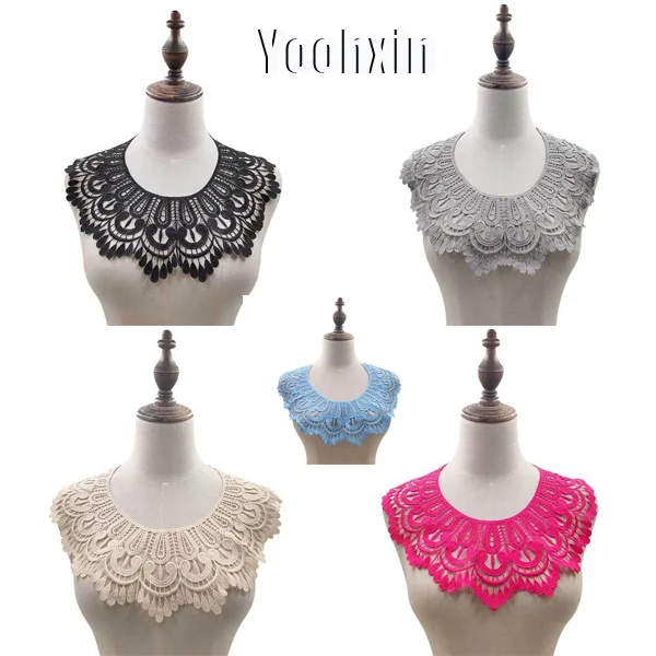 HOT white black flower Embroidery lace fabric trim ribbon DIY sewing patches applique collar craft guipure dress wedding decor | Дом и сад