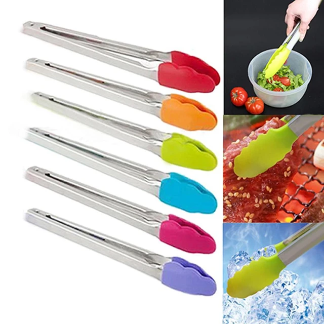 Plastic Stainless Steel Kitchen Tongs Salad BBQ Serving Food Tong Grill  Clamp