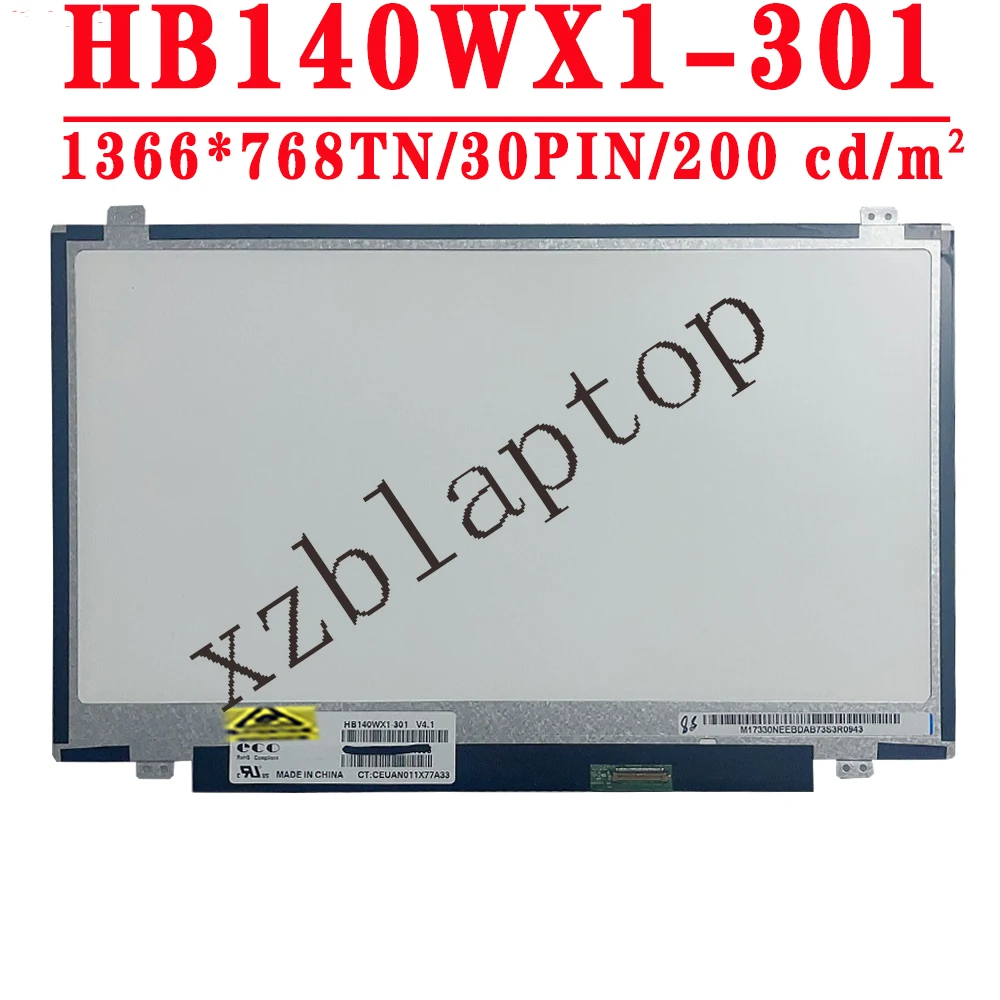 HB140WX1 Φ 14 0 дюймов 1366x768 TN EDP 30 контактов 45% NTSC 60 Гц 200 cd/м² коэффициент контрастности