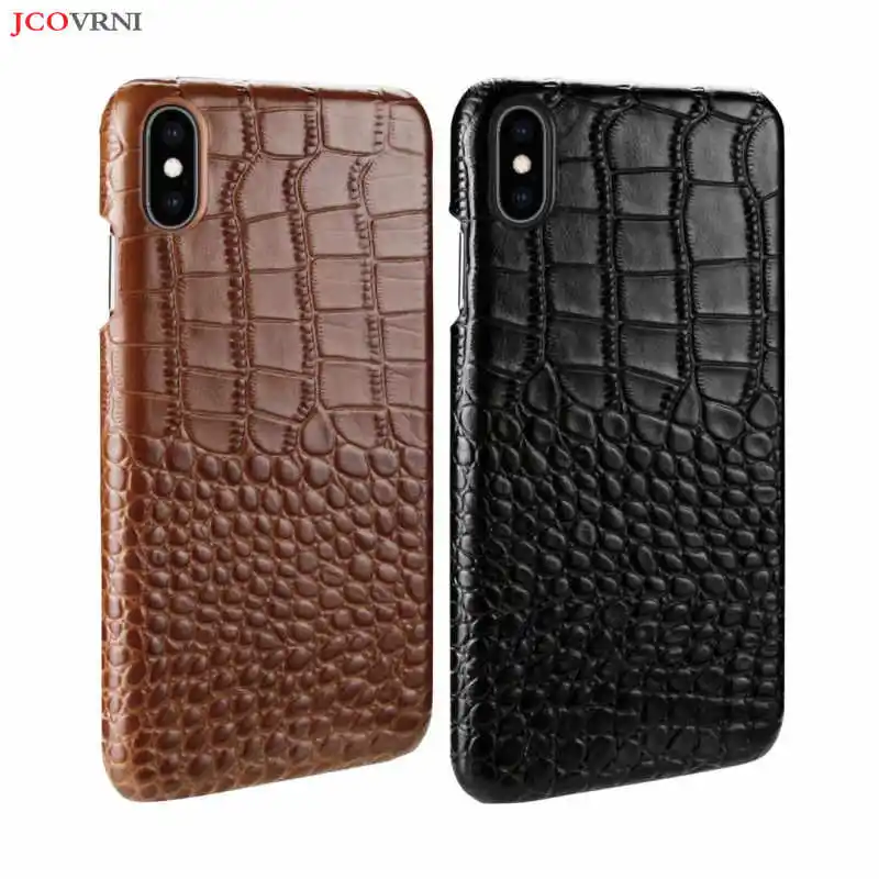 

JCOVRNI 100% leather crocodile embossed phone back cover for iPhone 7plus 8plus XSMAX XR super protection mobile phone case
