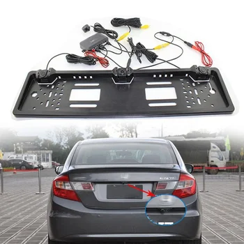 

Car Parking Assist European License Plate Frame Reversing Radar Parking Camera Sensor Car Detector Night Vision 170 Degree