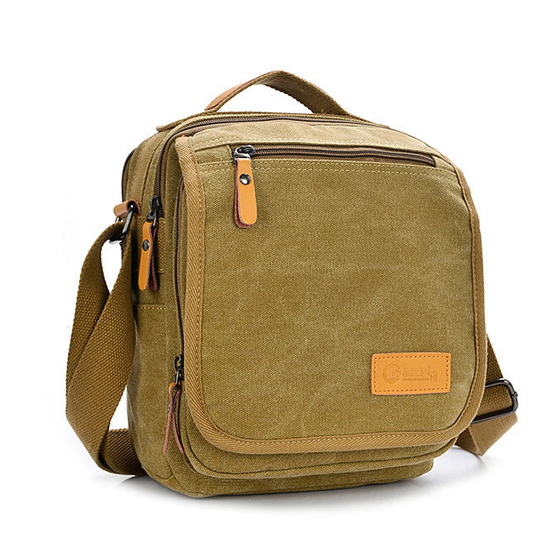 

Vintage Men's Casual Canvas Bag Messenger Bag Waterproof Men Belt Shoulder Zipper Bag Crossbody Male Travel Handbag XA180K