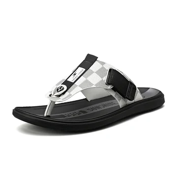 

Hot Sale Non-slip Men's Flip Flops Leather Slippers Beach Casual Sandals Men Fashion Shoes Beach Slipper Travel Foottwear