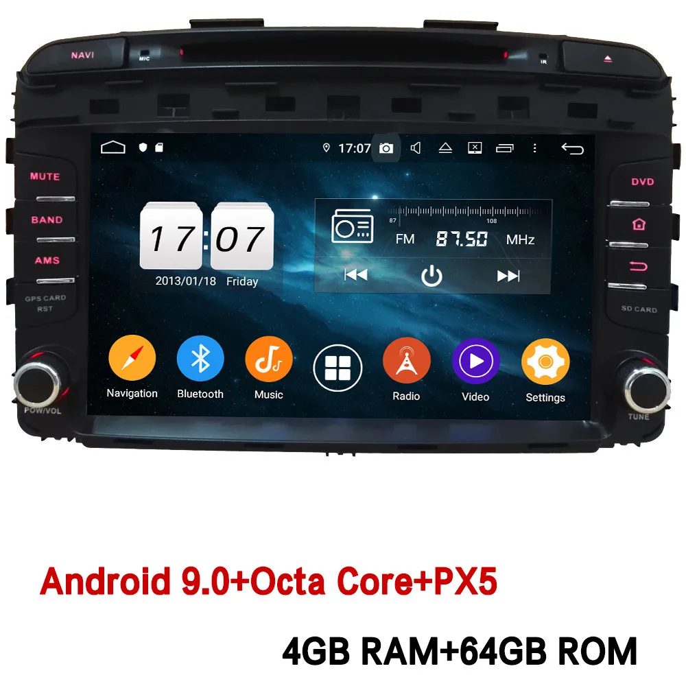 Klyde " ips 4G wifi Android 9,0 Восьмиядерный 4 Гб ОЗУ 64 Гб ПЗУ DSP BT автомобильный DVD мультимедийный плеер радио gps для Kia Sorento - Цвет: 4GB RAM x 64GB ROM
