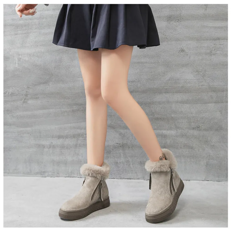 ERNESTNM/замшевые ботинки из коровьей кожи; botas mujer invierno; зимние ботинки, увеличивающие рост; ботинки на высоком каблуке; женские ботинки без застежки