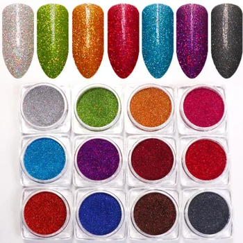 

12 Boxes 256/1 12 Color Nail Powder,Glitters Nail holographic powder nail Pigment,Natural Dry Nail Glitter Powder shiny Powder