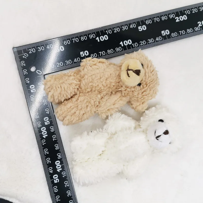 11CM 12pcs Curl Plush Teddy Bow With Bow Stuffed Animals For Bag Phone Keychain