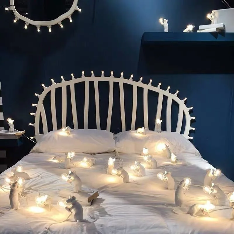  Nordic Modern Animal Resin Mouse Lamp Cute Lovely Led Desk Lamp Living Room Dining Room Bedroom Sto