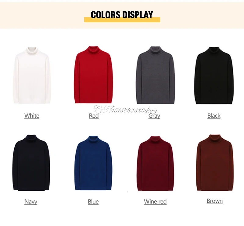 Winter Men's Turtleneck Sweater Thicken Warm Fashion Solid Color Youth Casual Soft 8-color Sweater Male Brand Clothes