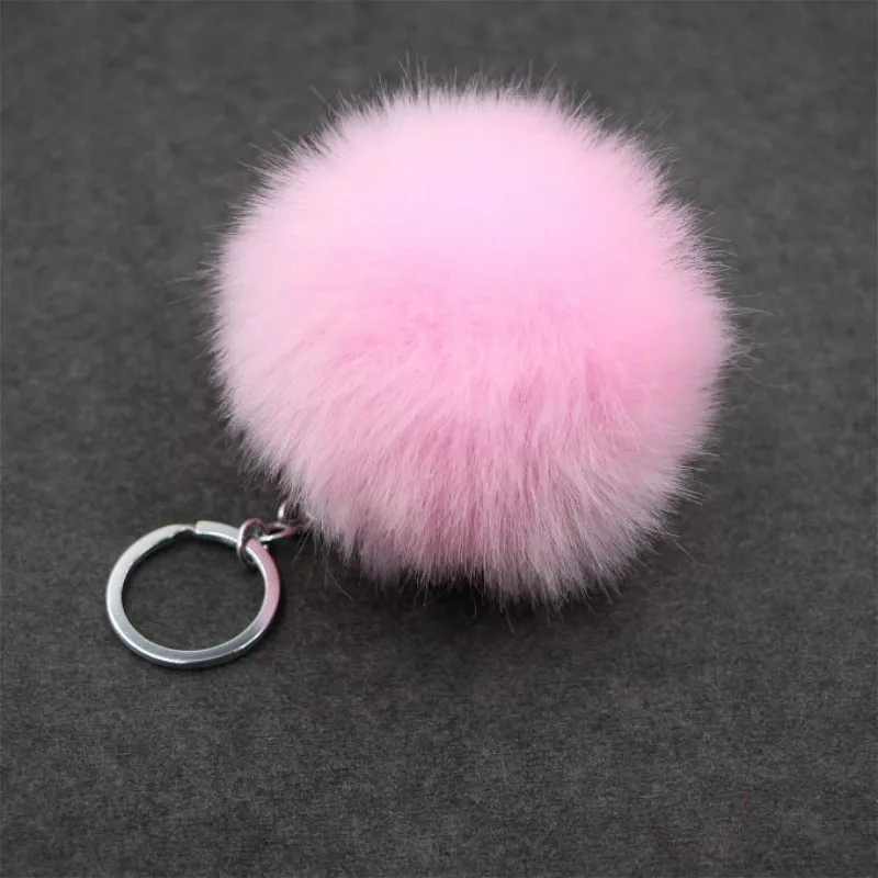 LLavero de peluche de bola rosa para mujer, colgante de pompón de bola sencilla, Animal Artificial, bolsa de coche, juguete, 1 Uds.