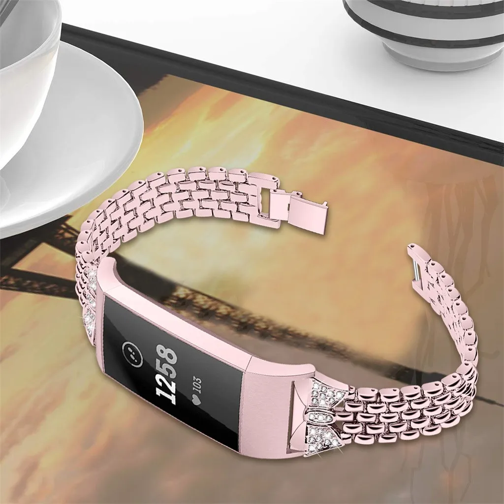 Шикарный металлический браслет из нержавеющей стали ремешок для Fitbit Charge 3 Смарт-часы# BO