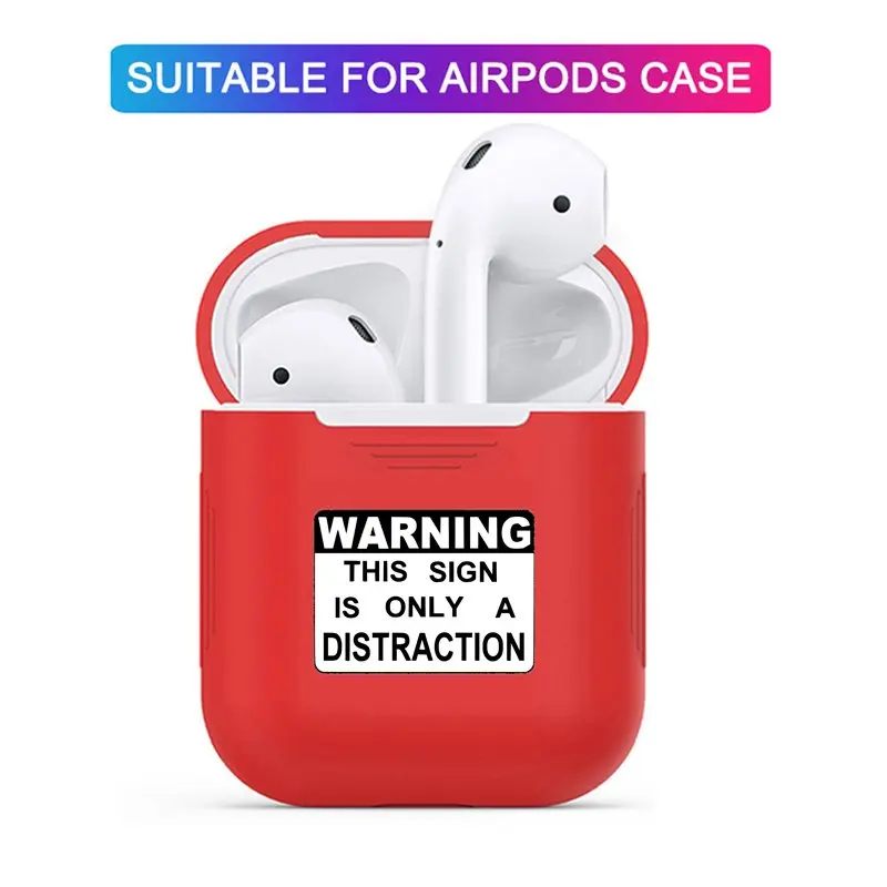 For AirPods Case Air pods 2 Silicone Earphone Cover Accessories warning this sign is only a distraction funny | Электроника