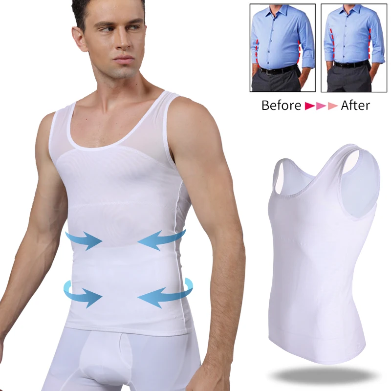 Мужские гинекомастия сжатия рубашки грудь для похудения тела формирователь, утягивающий живот Shapewear тонкий жилет тренировочный корсет для талии