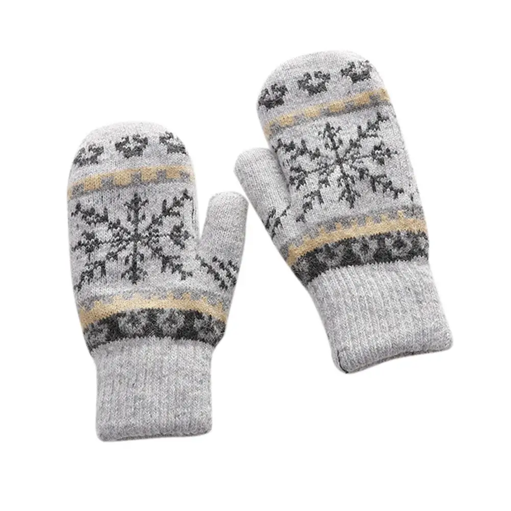 Для женщин перчатки зимние, вязаные, теплые толстые флисовые перчатки с нежным рисунком ветрозащитные перчатки на Рождество варежки