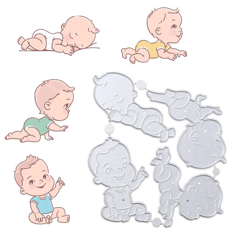 Description Picture 4 of itemMetal Cutting Dies Scrapbooking Growth Crawling Baby DIY Album Card Embossing Craft Die Cuts Baby Shower Decor Child's Growth