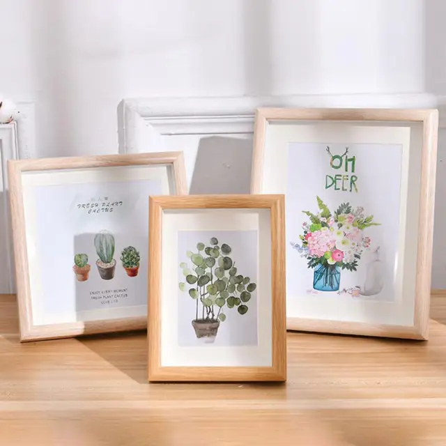 Fog Tölgy Képkeret Üveg Fa Függő Fotó Tartó Az Asztallapokhoz. Keretek Díszítik A Hálószoba Nappali Dekorációját 1 Db