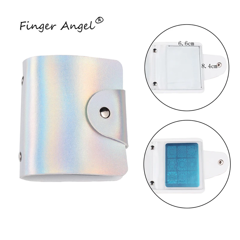 

Finger Angel Silver Laser Nail Art Stamp Plate Stamping Case Folder Storage Bag PVC Different Designs Nail Organizer#FJH23