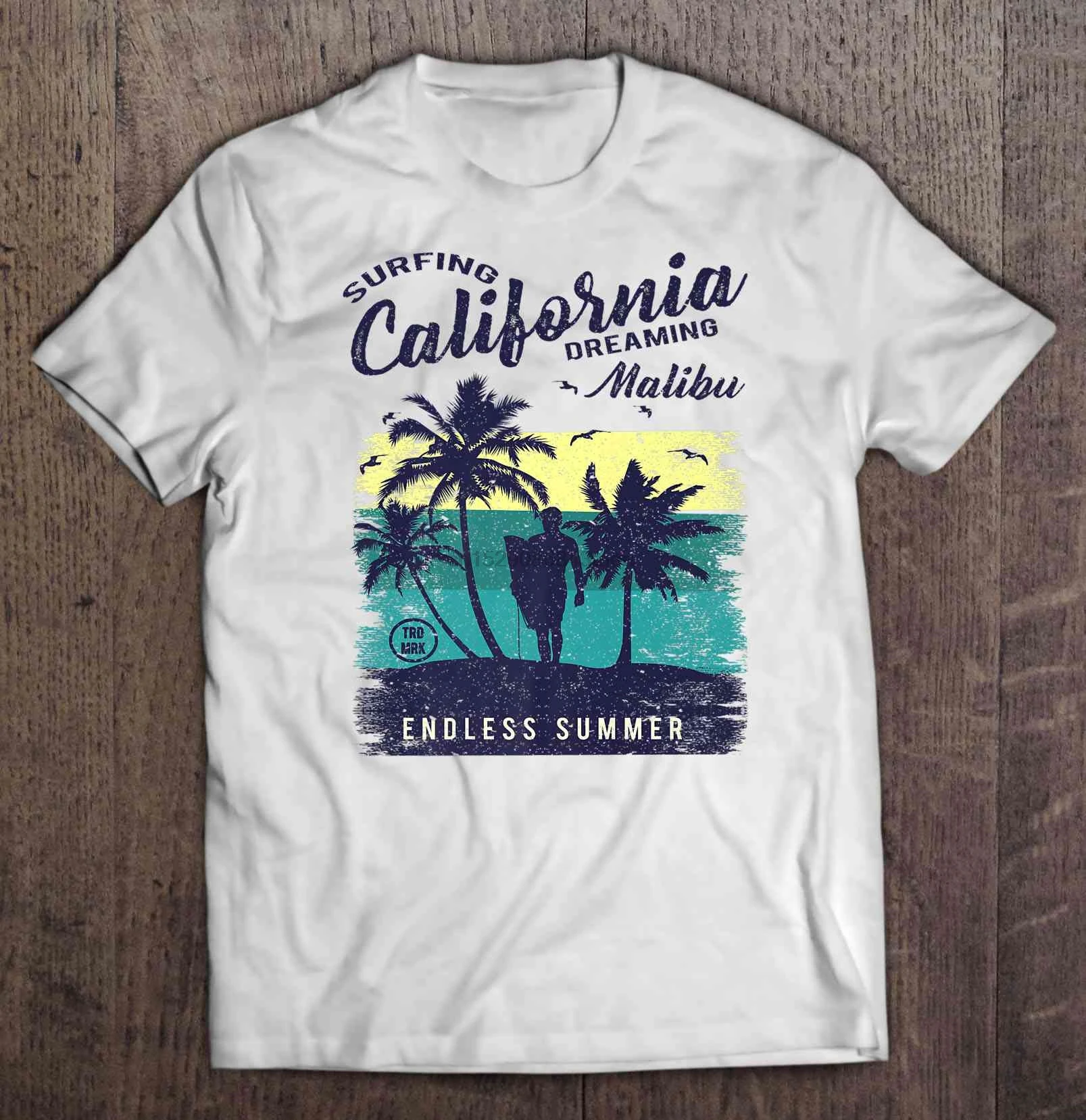 Мужская забавная футболка модная для серфинга califoria Dreaming Malibu бесконечная Женская