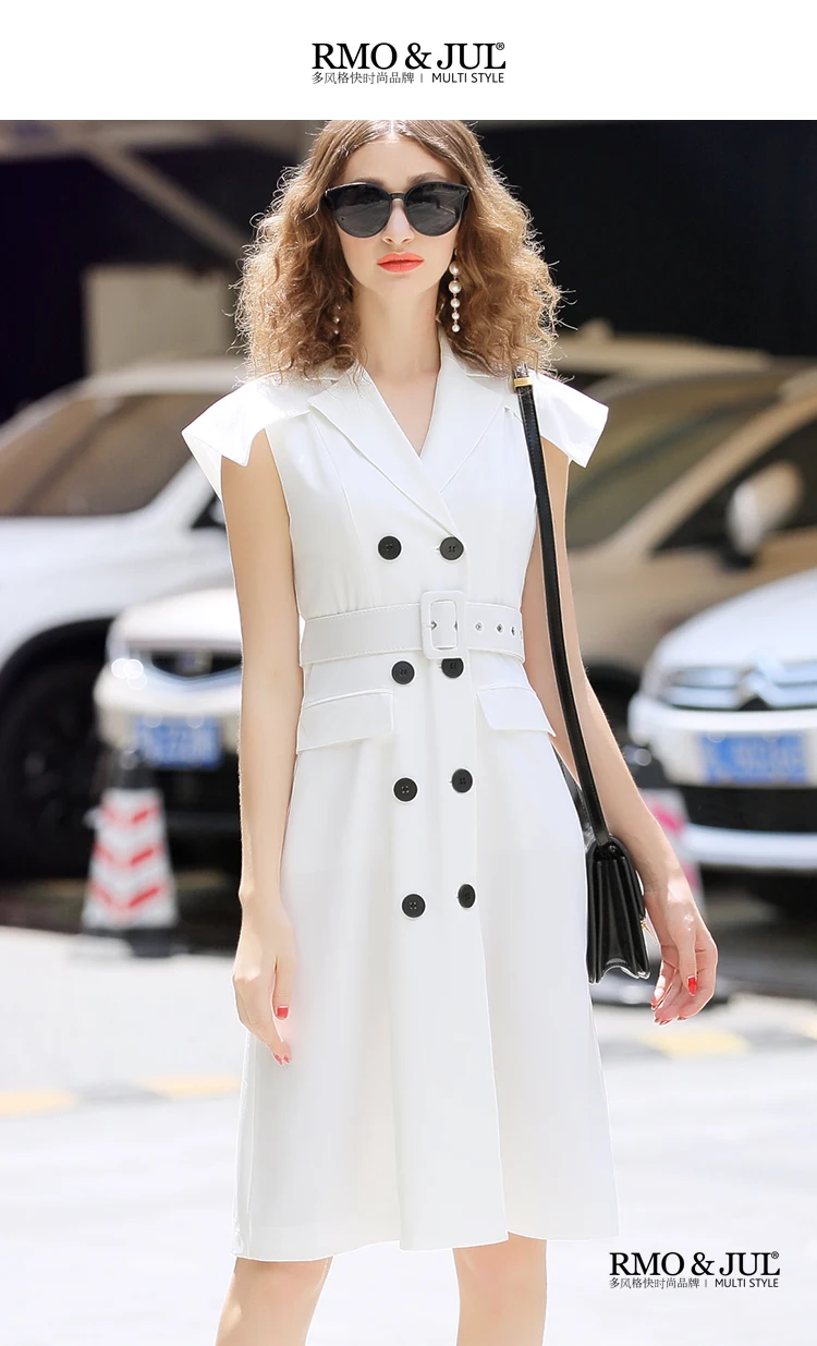 RMOJUL summer wear women's clothing style restoring ancient ways lapel double-breasted vest long dress in SW