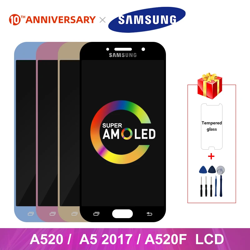 

Super AMOLED For Samsung Galaxy A5 2017 A520 LCD Display Touch Screen Digitizer Replacement Parts For A520F SM-A520F Display