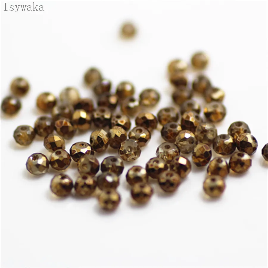 Isywaka Ran Coffee Colors 3x4mm 145pcs Rondelle Austria faceted Crystal Glass Beads Loose Spacer Round Jewelry Making | Украшения и