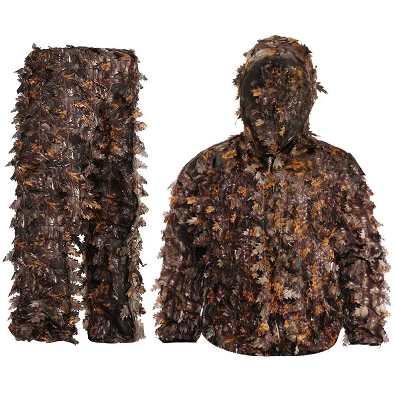 Sticky Flower Bionic Leaves Camouflage Suit Hunting Ghillie Suit Woodland Camouflage Universal Camo Set cooking utensils