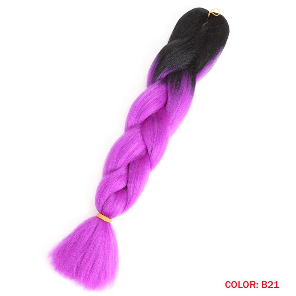 Волшебные 100 г/шт. Омбре синтетические канекалон косички для вязания крючком косички накладные волосы для женщин 24 дюйма - Цвет: B21