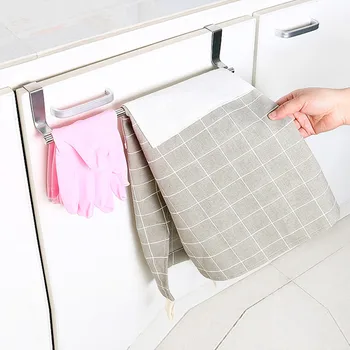 

HOT Stainless Steel Towel Bar Holder Kitchen Cabinet Cupboard Door Hanging Rack Storage Hook Accessories NDS