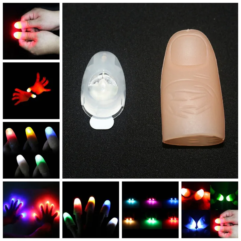2x Magic Super Bright Light Up Thumbs Fingers Trick Appearing Light Close Up