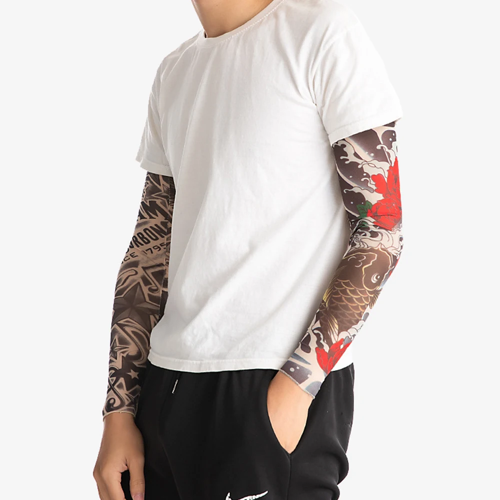 1PC Tattoo Arm Sleeves Street Sun UV Protection Arm Cover Seamless Outdoor Riding Sunscreen Sleeves Glover Men Women