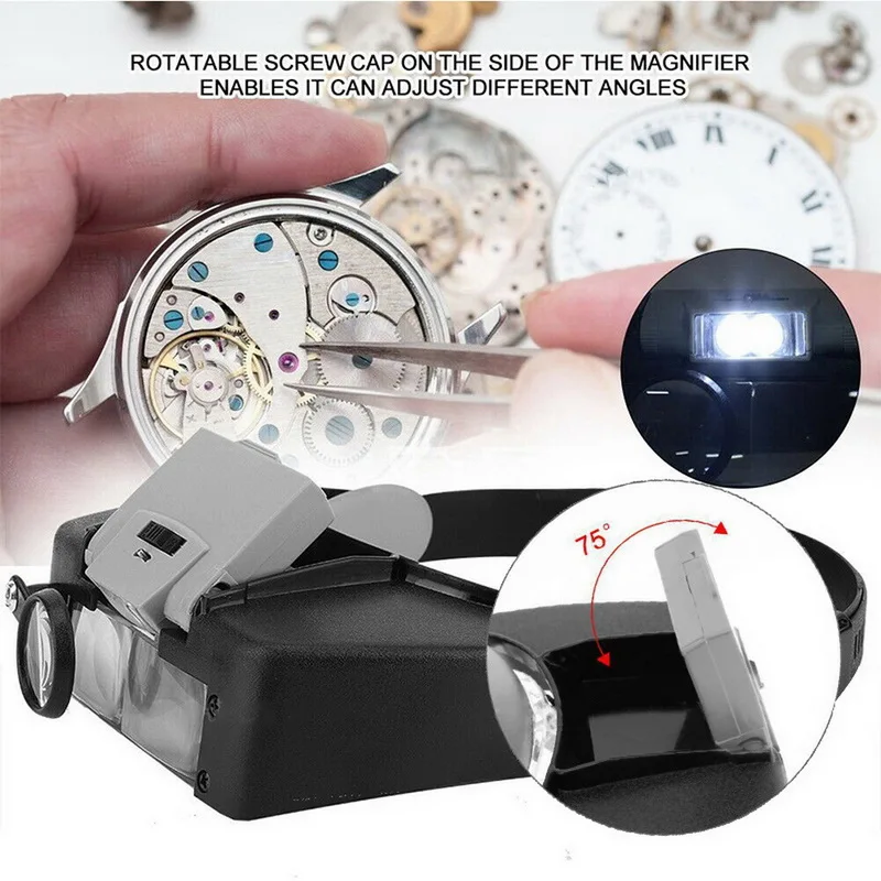 

Head Wear Magnifier Adjustable Size Headband Magnifying Repair Work Light High Transparency LED Light Head Lamp