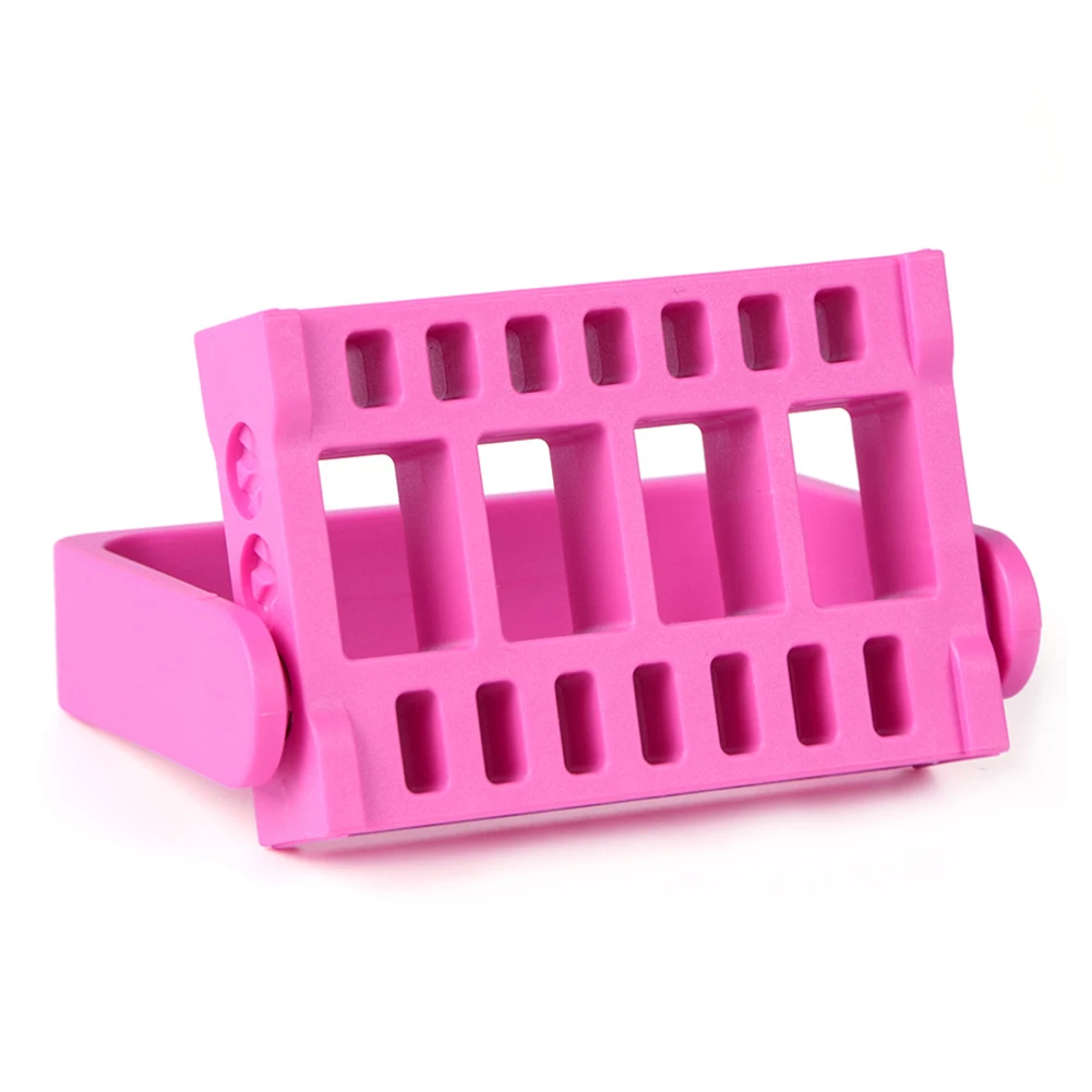 Розовый 16 Holes Durable Transparent Acrylic Salon Storage Drill Bit Holder Professional Exhibition Stand Tools Nail Art Manicure - Цвет: Розовый