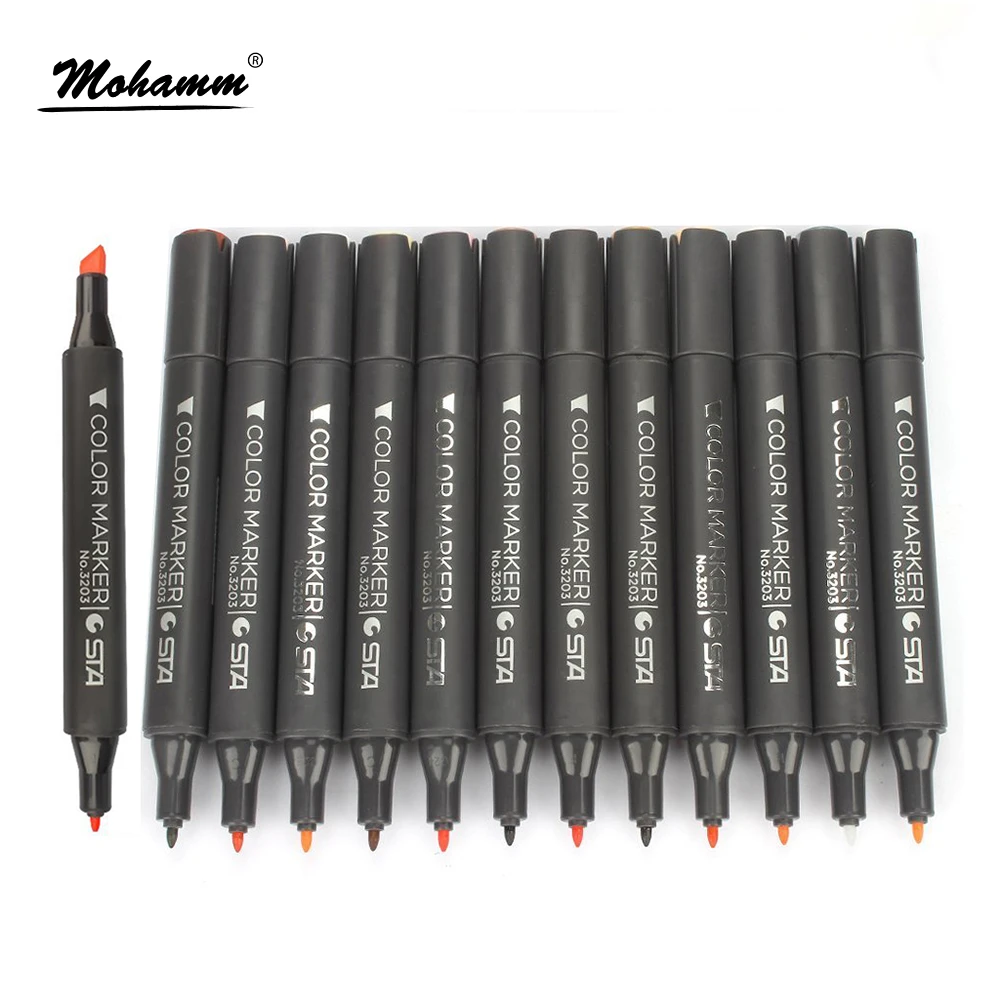 Маркеры спиртовые с двойным наконечником 12 шт.|pens for drawing|alcohol marker penssketch pen |