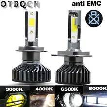 OTBQCN Canbus фар автомобиля H4 H7 светодиодный 8000K 6500K 4300K 3000K H1 H11 H8 9005 9006 H3 светодиодный налобный фонарь Мини Авто Противотуманные фары 12V