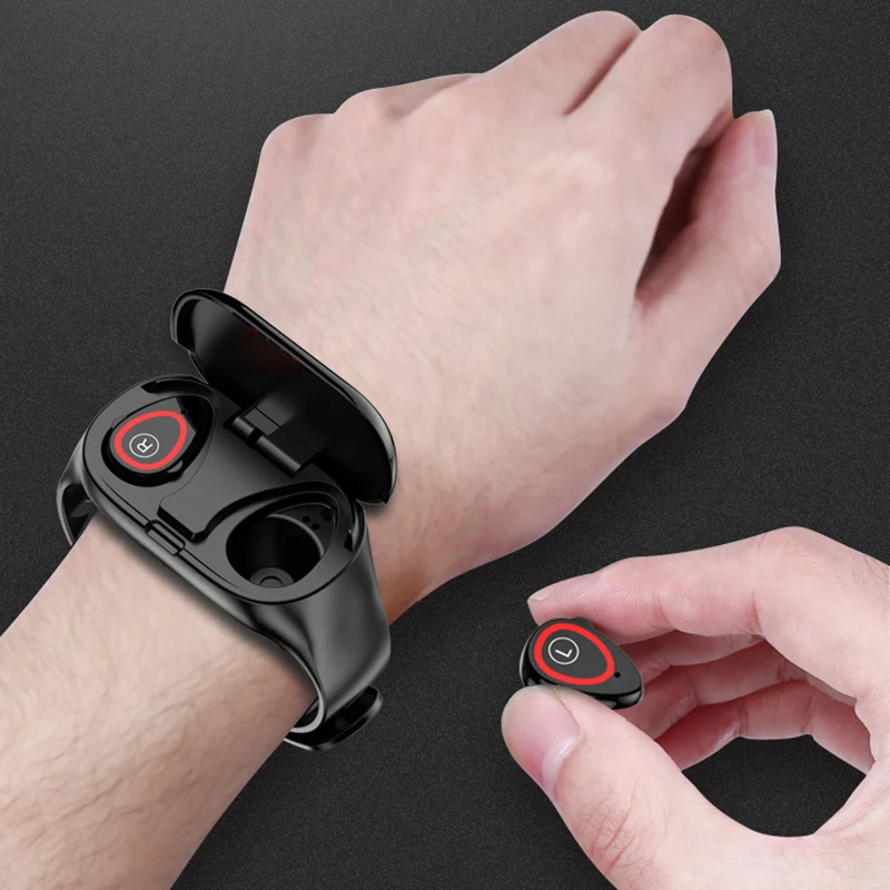 New 2-in-1 Smart Watch with Earbuds Bluetooth Headphone Wristband Portable for Sport DOM668