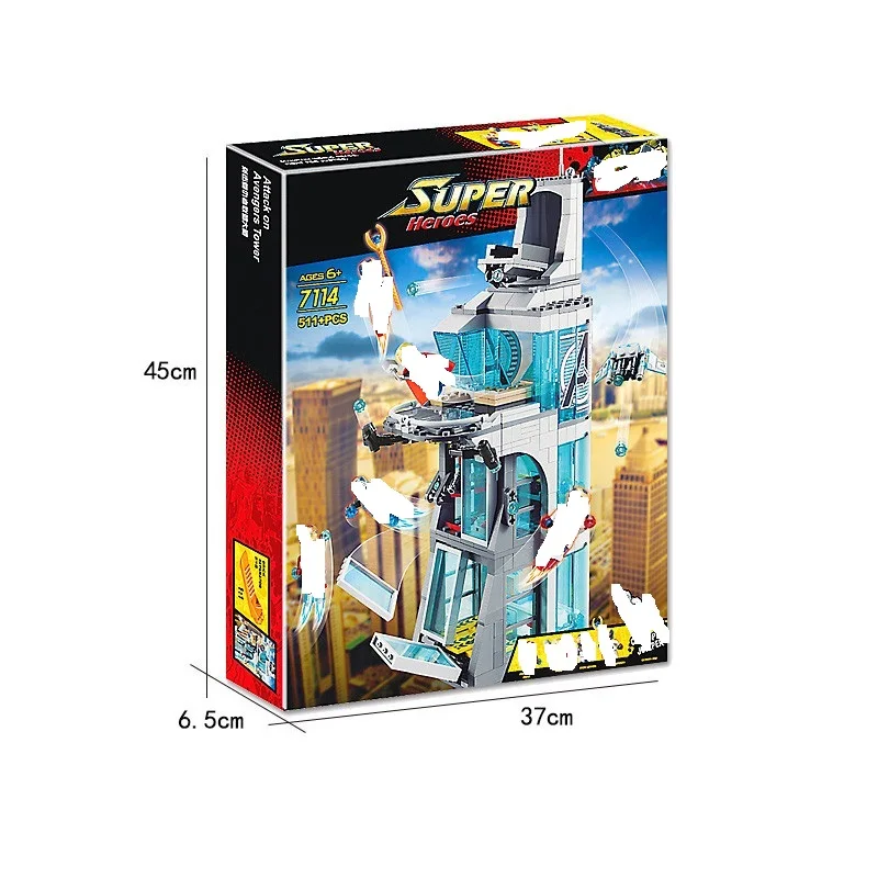 

511Pcs Star wars Marvel Super Hero Iron Man Attack On Avenger Tower Model Building Blocks Copmatible starwars