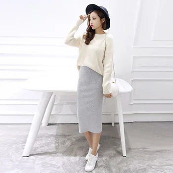 

Spring Autumn Women Step Skirt Stretch Slim Thin Female Waist Long Package Hip Slit Skirts Women's Clothing