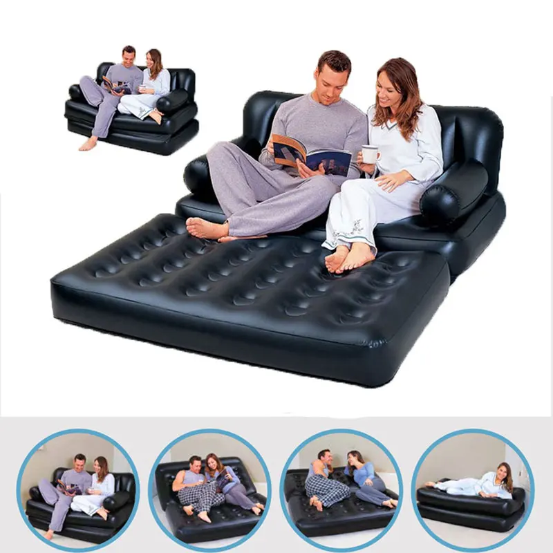 Foldable Inflatable Sofa Folding Multifunctional Home Furniture PVC Outdoor Chair Bedroom Portable Camping Bed for 2 Person