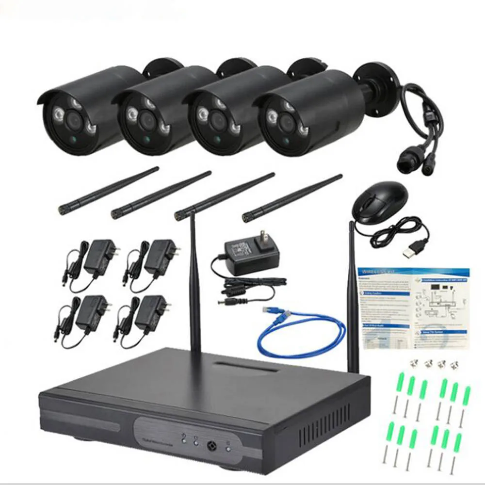 4Ch Camera Sysyem 8Ch 2MP 1080P Аудио CCTV система HD Беспроводной NVR комплект 1 ТБ HDD Открытый ИК ночного видения IP Wifi камера система безопасности наблюдения - Цвет: 4Ch Camera Sysyem